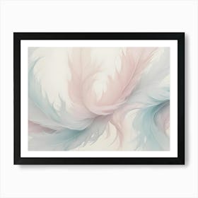 Abstract Image Of Soft Pink And Blue Feathers Swirling And Overlapping, Creating A Delicate And Elegant Design Art Print