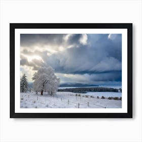 Storm Clouds Over A Snowy Landscape Art Print
