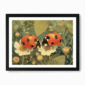 Floral Animal Illustration Ladybug 1 Art Print