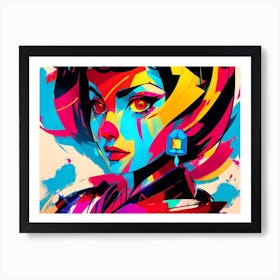 Girl With Colorful Hair 1 Art Print