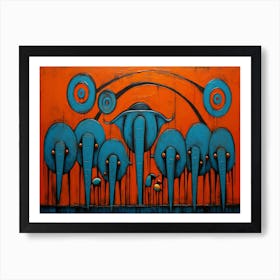 Elephants In The Forest Art Print