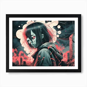 Dark Halloween Noir Art Greys And Red 03 Art Print