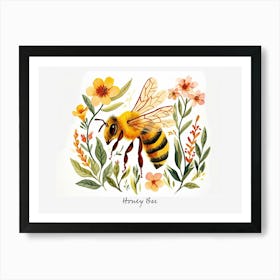 Little Floral Honey Bee 2 Poster Art Print