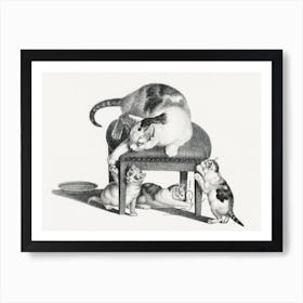 Three Playful Kittens Vintage Art Print