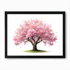 Pink Cherry Blossom Tree With Falling Petals Art Print