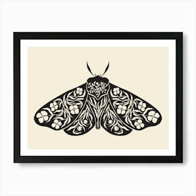 Folk Art Moth 04 - Ink Art Print