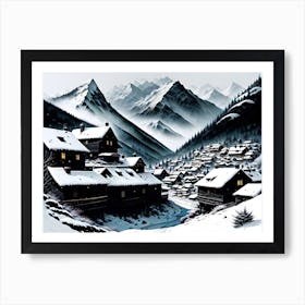 Village In Winter Art Print