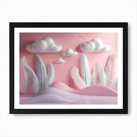 White Clouds And Feathers 1 Art Print