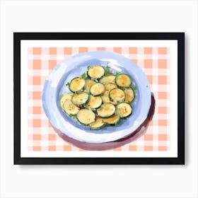 A Plate Of Zucchini, Top View Food Illustration, Landscape 4 Art Print