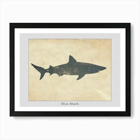 Blue Shark Grey Silhouette 4 Poster Art Print