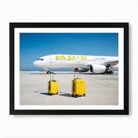 Large White Vacation Transportation Beach Isolated Bag Signs Yellow Happy Protection Air (16) Art Print