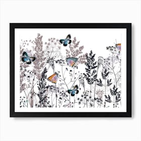 Wildflowers And Butterflies Art Print