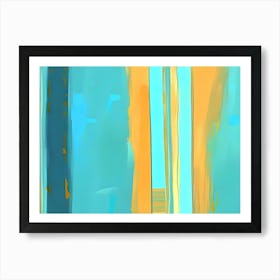 Blue Stripes Abstract Painting 1 Art Print