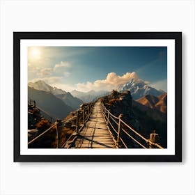 A Bridge To The Mountain Peak Art Print