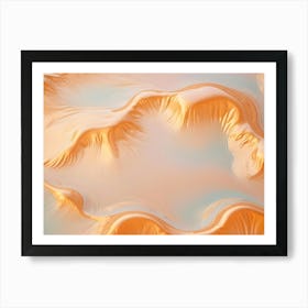 Abstract Image Of Swirling, Organic Shapes In Orange And Blue Colors Creating A Textured And Dynamic Background Art Print