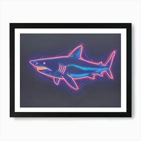 Neon Sign Inspired Shark 2 Art Print