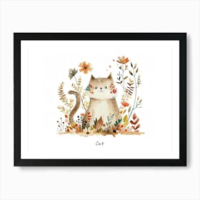 Little Floral Cat 4 Poster Art Print