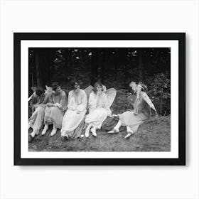 Angels Smoking Cigarettes, Funny Vintage Black and White Old Photo Art Print