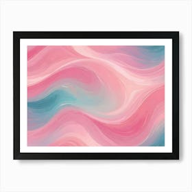 Abstract Background With Flowing, Wavy Lines In Shades Of Pink And Blue, Resembling An Agate Slice Or Marble Texture Art Print