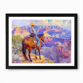 Cowboy Painting Grand Canyon Arizona Art Print