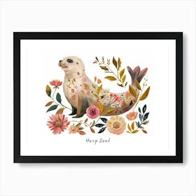 Little Floral Harp Seal 2 Poster Art Print