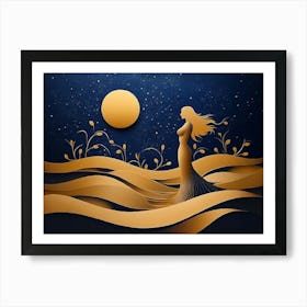 Golden Girl In The Desert Art Print