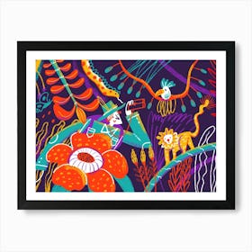 Jungle Explorer Adventure with Animals Art Print