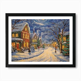 Christmas Village Inspired By Van Gogh Art Print