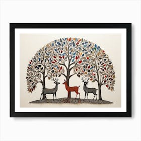 Default Traditional Gond Art From India Of Deer And Trees Agai 1 (1) Art Print