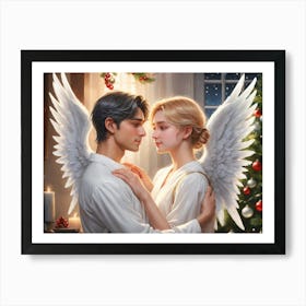 Angel Couple Christmas Art Print