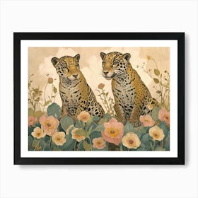 Floral Animal Illustration Jaguar 1 Art Print