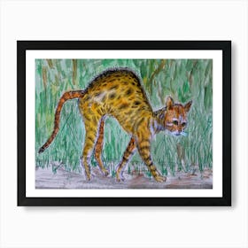 Cats Have Fun Unexpected Meeting On A Walk Art Print