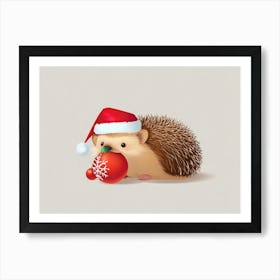 Hedgehog In Santa Hat 2 Art Print