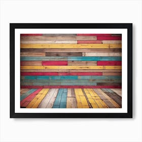 Colorful wood plank texture background 8 Art Print