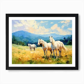 Horses Painting In Blue Ridge Mountains Virginia, Usa, Landscape 4 Art Print