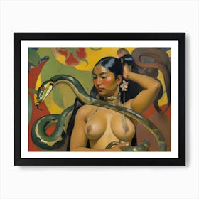 Eva and the Snake - exotic dance in paradise Art Print
