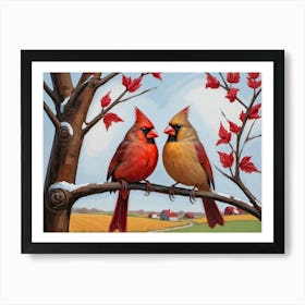 Cardinals on a Branch Art Print