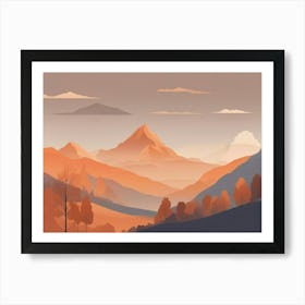 Misty mountains horizontal background in orange tone 88 Art Print