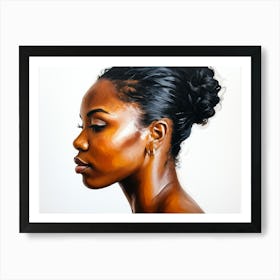 Side Profile Of Beautiful Woman Oil Painting 117 Art Print