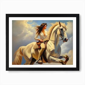 Woman Riding A Horse 9 Art Print