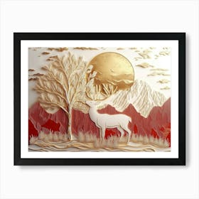 Deer In The Snow Art Print