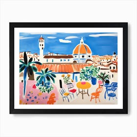Florence Italy Cute Watercolour Illustration 7 Art Print