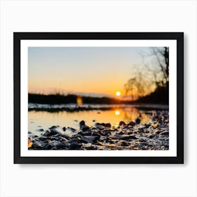 Sunset Over A Puddle Art Print