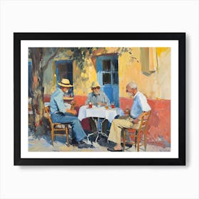 Three Men At A Cafe - expressionism Art Print