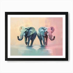 Elephants Animal Abstract Art Print