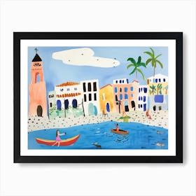 Bari Italy Cute Watercolour Illustration 1 Art Print