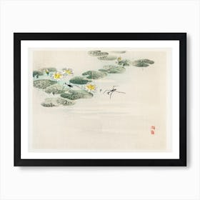 Water Striders In A Lotus Pond, Kōno Bairei Art Print