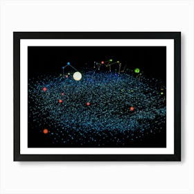 Abstract Digital Painting Featuring A Glowing Geometric Pattern Composed Of Dots And Lines On A Dark 2 1 Art Print