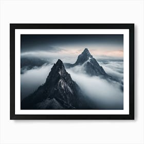 The Tops Of Mountains Are Obscured By Clouds Art Print