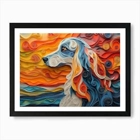 Afghan Hound Paper Quilling Dog Portrait Art Print